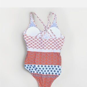 Cupshe Women's One-Piece Swimsuit - Orange and White